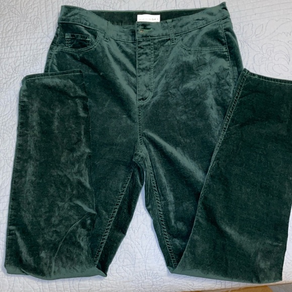 LOFT Pants - Loft Dark Green Velvet skinny high waisted pants